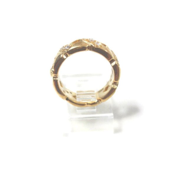 Fashion Ring CZ Crisscross Gold Plated Band 50MILS - Picture 4 of 8